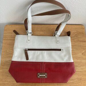 Stone&Co. Leather Shoulder Bag White Red Classic Workwear Two-Tone Church Basic
